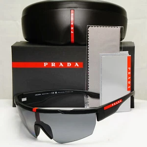 Prada Polarized Sunglasses Shield Visor Wrap Red Stripe PS03XS SPS 03X DG0-5Z1 - Picture 1 of 12