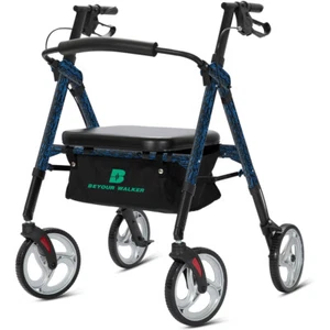 Deluxe BEYOUR WALKER Heavy Duty Rollator Walker Rolling Walking Medical Aid Blue - Picture 1 of 6