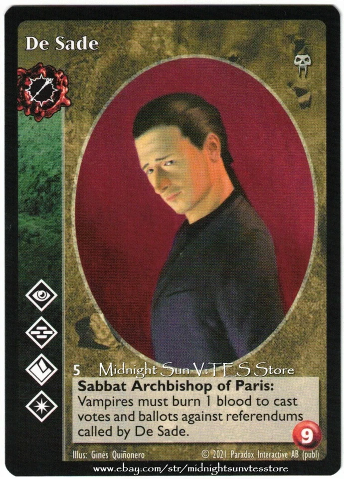 De Sade Ventrue Antitribu Danse Macabre Kickstarter V:TES VTES Vampire CCG - Image 1 of 1