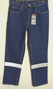 Men's King Gee Reflective Work Jeans Straight Stretch Blue Size 34" Leg 30" NWT - Picture 1 of 10