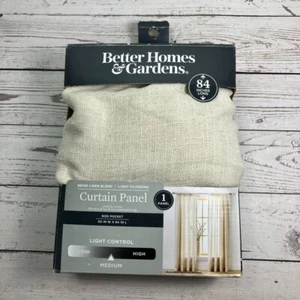 Better Homes & Garden Beige Linen Blend Light Filtering Curtain Panel 50x84 - Picture 1 of 5