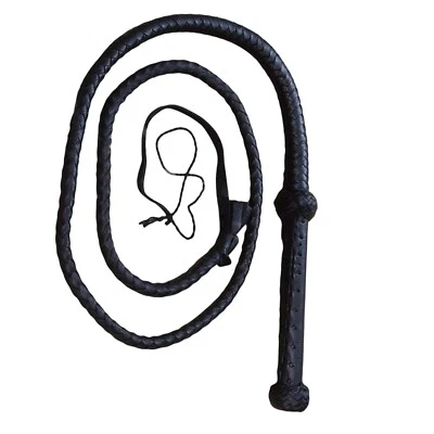 BULLWHIPSQUADR Indiana Jones Bullwhip - Genuine Cowhide Leather - 4ft 8 Plait Heavy Duty Whip