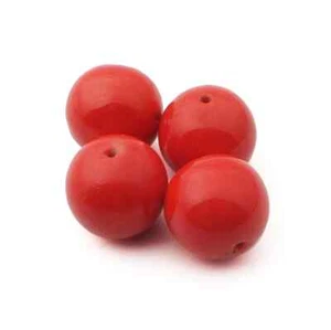 Lot (4) Vintage Czech large red round depression glass beads 21mm - Picture 1 of 2