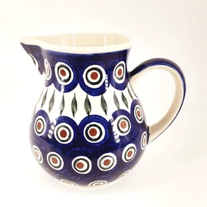 5” Boleslawiec Polish Pottery Creamer Pitcher Hand Made Poland Blue Green - Picture 1 of 9