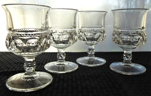 Tiffin Glass 4 Clear Kings Crown 8 ounce Water Goblets - Picture 1 of 8