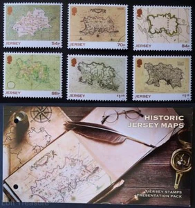 Jersey Stamps: "Historic Jersey Maps" Presentation Pack MNH 6 Value Set 2021 - Picture 1 of 5