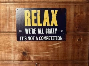 Insegna Art Tin Vintage Stile Boho "Relax" Arredamento Casa Nuova - Foto 1 di 2