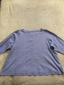 Croft & Barrow Women Geometric 3/4 Sleeve Boat Neck T-Shirt Blue Size 2X - Picture 1 of 9