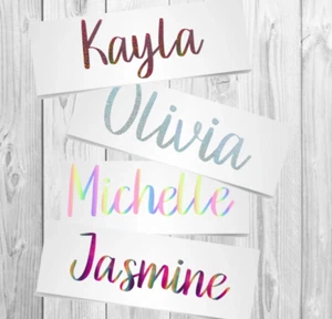 Personalised Vinyl Name Decal Sticker Water Bottle Xmas  School Wedding [FC] - Picture 1 of 8
