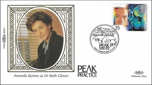 Amanda Burton Dr. Beth Glover Peak Practice GB UK Gold Benham Silk FDC 1994 - Picture 1 of 2