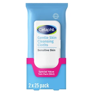 Face and Body Wipes, Gentle Skin Cleansing Cloths, 50 Count, Twin Pack, for Dry, - Picture 1 of 12