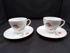 Two Johann Haviland Crown Bavaria Germany Summer Rose Cup & Saucer Sets F25 - Foto 1 di 9