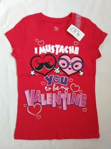 NWT The Children's Place I Mustache You To Be My Valentine Red Shirt Sz S 5-6 - Picture 1 of 1