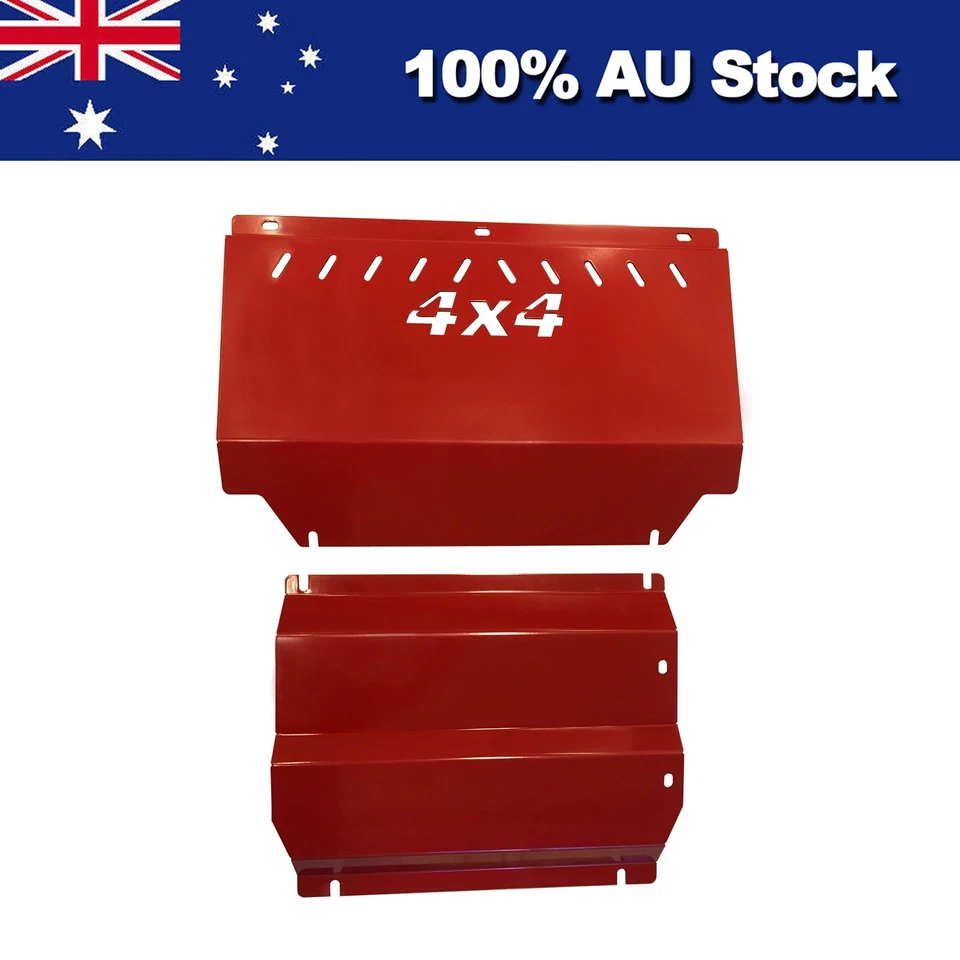 3mm Red Bash Plate Sump Guard 2 Pieces For Mitsubishi Triton ML MN 2006-2015 - image 1 of 1