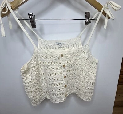 Camiseta sin mangas de ganchillo American Eagle Outfitters corta Y2K beige mediana boho talla Xs Foto 1 de 4