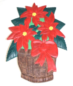 NEW Christmas XMAS Silvestri Poinsettia Wall Hanging Decoration 15 X 11 x 1 - Picture 1 of 10
