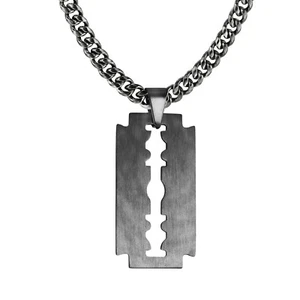Rasierklingen Halskette 316L rostfrei, Punk Gothic Rock Unisex, 24" Cuban Kette - Bild 1 von 8