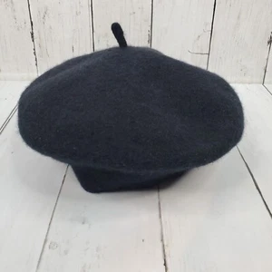 Frye Merino Wool Beret Cap Hat Womens Black Small/Medium Winter - Picture 1 of 5