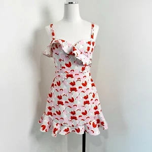 Black Halo Women's Tulip Ruffled Mini Spaghetti Strap Dress NWT Size 4 - Picture 1 of 9