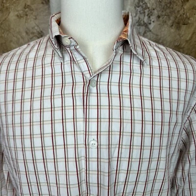 Camisa J Garcia Para Hombres XL Manga Larga Abotonada Cuadros Blancos Dorado Puño Abatible Jerry Foto 1 de 4