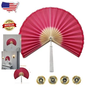 Eco-Friendly 47" Bamboo Fan Wall Pediment - Luxurious Asian-Inspired Decor - Picture 1 of 8