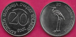 ESLOVENIA 20 TOLARJEV 2003 UNC CIGÜEÑA BLANCA DE PIE EN EL CENTRO, ""CICONIA CICONI - Imagen 1 de 1