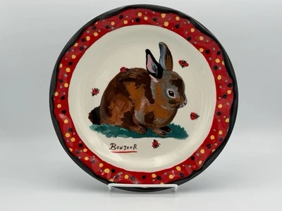 NUEVO Plato de Cena Anthropologie Nathalie Lete Bunny Ladybug Bonjour ¡ENVÍO GRATUITO! Foto 1 de 2