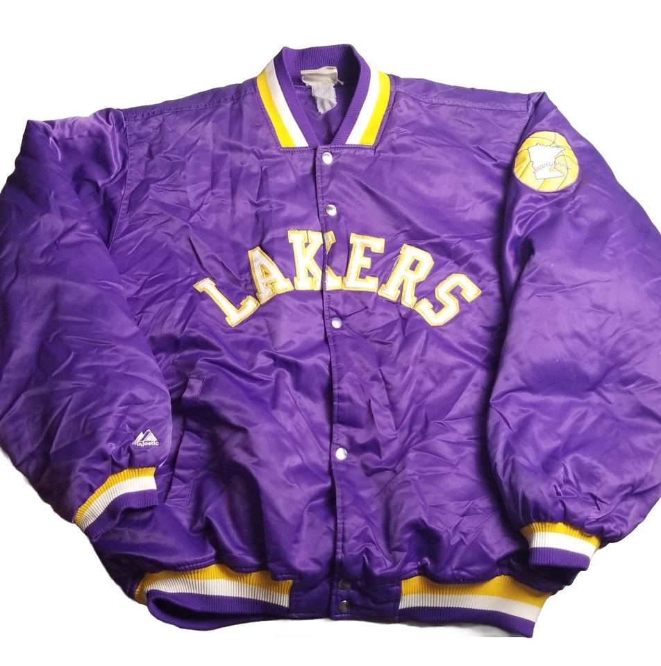 Chaqueta de bombardero de colección Majestic Hardwood Classics Los Angeles Lakers NBA 90s 2XL XXL Foto 1 de 4