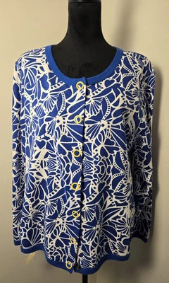 Chaqueta sudadera a presión Three Hearts para mujer 1X estampado de aciano broches amarillos nuevos con etiquetas Foto 1 de 4