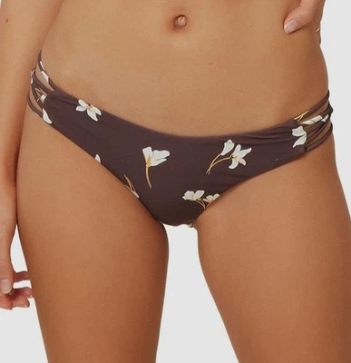 O'neill женщин коричневый цветочный с ремешками стороны хипстер купальный костюм бикини низ размер XS - Изображение 1 из 3