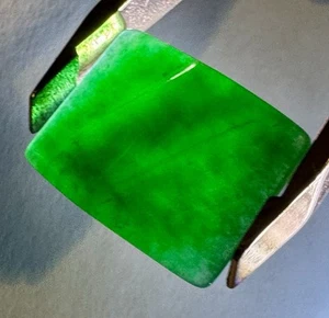 VECCHIO STOCK 5,50ct GIADA GIADEITE VERDE SMERALDO IMPERIALE BIRMANO A FORMA LIBERA TAGLIO ONDA - Foto 1 di 8