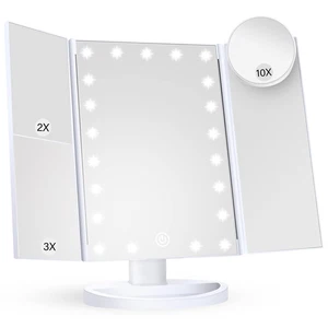 Espejo de tocador espejo de maquillaje HUONUL con luces, 2X, 3X, 10X aumento, táctil - Imagen 1 de 17