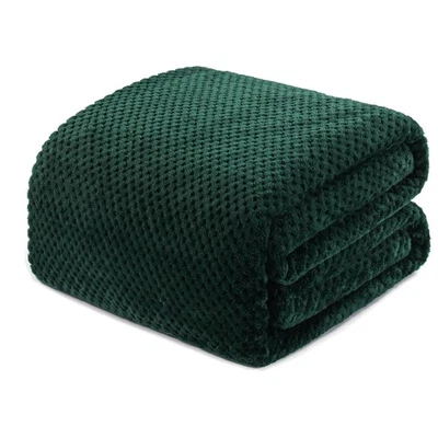 Kuscheldecke, Wohndecke, Fleecedecke, Sofadecke, 220x240 cm, Dunkelgrün - Bild 1 von 2