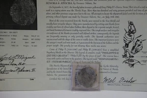 Nuestra Senora de Atocha Shipwreck Silver Coin 8 Reales Grade 3 Mel Fisher COA - Picture 1 of 9