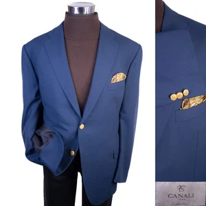 CANALI Reise wasserabweisender Blazer Sport Mantel Freizeit Jacke Gr. 48 L Wolle blau - Bild 1 von 15