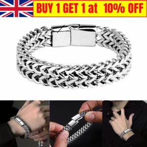 Netz gewebt Edelstahl Armband Bordstein Kette Kubanisches Glied Armband Männer Frauen - Bild 1 von 14
