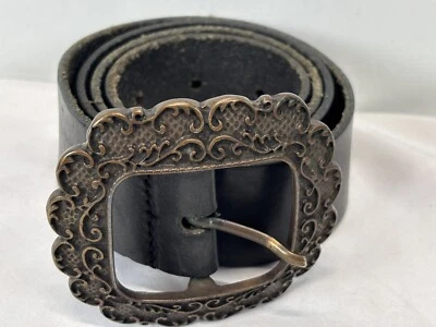 Cinturón De Colección Eddie Bauer Cuero Marrón Oscuro Talla Pequeña Mujer’s Hebilla de Desplazamiento Inglaterra Foto 1 de 4