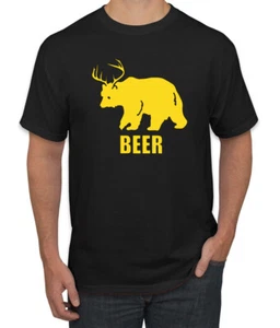 Beer Bear Deer Funny Party Pun Drinking Men Graphic Tshirt - Picture 1 of 6