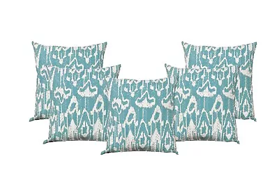 COTTON IKAT KANTHA CUSHION COVER 16x16 JADE Set Of 5 HINDICRAFTS4U  - Image 1 of 2