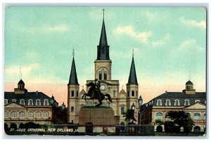 1950er Jahre St. Louis Cathedral Gebäude Uhrturm New Orleans Louisiana Postkarte - Bild 1 von 2
