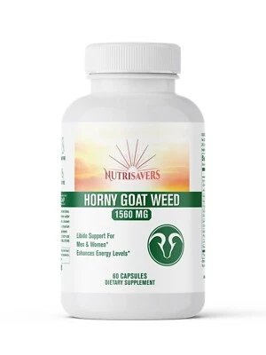 Horny Goat Weed Extract 1560mg Enhances Energy Levels, Stamina - 60 Capsules - Image 1 of 4
