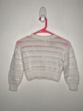 H&M Open Knit Sweater Girls Size 8-10 White Long Sleeve Layering Flaw