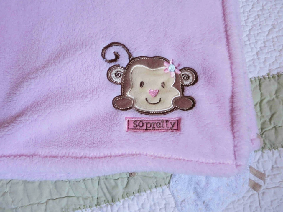 Manta Cutie Pie So Pretty Monkey Rosa Poliéster Felpa Vellón Bebé Niña Usada en Excelente Condición Foto 1 de 3