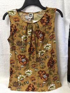 Anne Klein Regular Size X Small. polyester brown floral print sleeveless blouse. - Picture 1 of 9