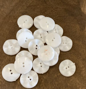 20 X White 15 mm Two Hole Rippled Plastic Buttons- Australian Supplier