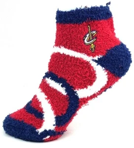 Cleveland Cavaliers Basketball Cardinal Navy White Circle Design Fuzzy Socks - Picture 1 of 3