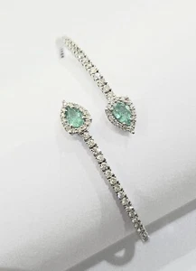 Bracciale Molla Contrarié Donna Diamanti Smeraldi Oro Bianco 18kt-750 Astralia - Foto 1 di 6