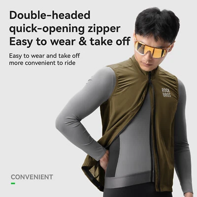 ROCKBROS Men's Vests Zipper-Style Lightweight Portable Windproof Cycling Jackets - Image 1 of 4