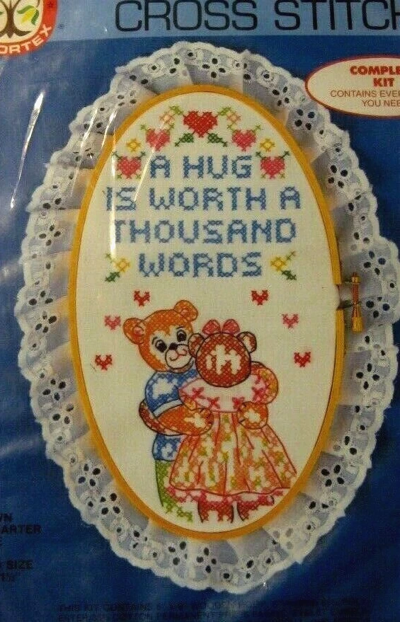 Colortex: Kit Punto de Cruz Estampado "Un Abrazo vale Mil Palabras" NUEVO Foto 1 de 4