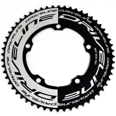 Driveline AL7075 Road Bike Bicycle TT Chainring 56T, BCD 130mm , Black x White - Image 1 of 3